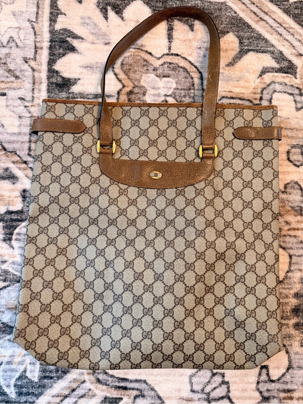 Vintage Gucci Brown Monogram Tote Bag